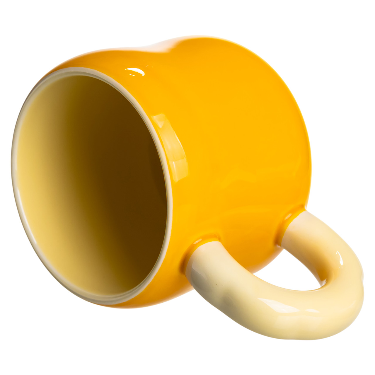 Кубок порцелянова з магнітом Бант 400 (мл) подарункова кружка прикольна чашка для дітей на подарунок Жовтий з бежевим FM-52B