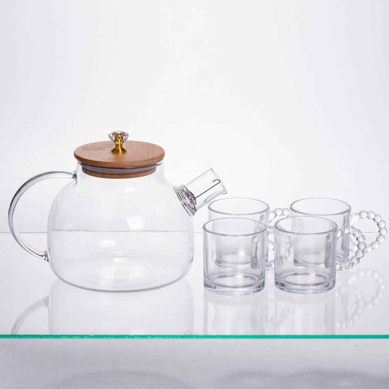 Чайний набір із товстого скла 5 предметів на 4 персони 64486-24
