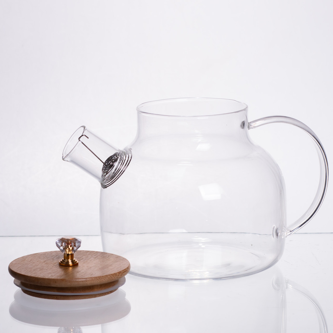 Чайний сервіз із товстого скла 8 предметів з бамбуковою підставкою для чашок 64486-23