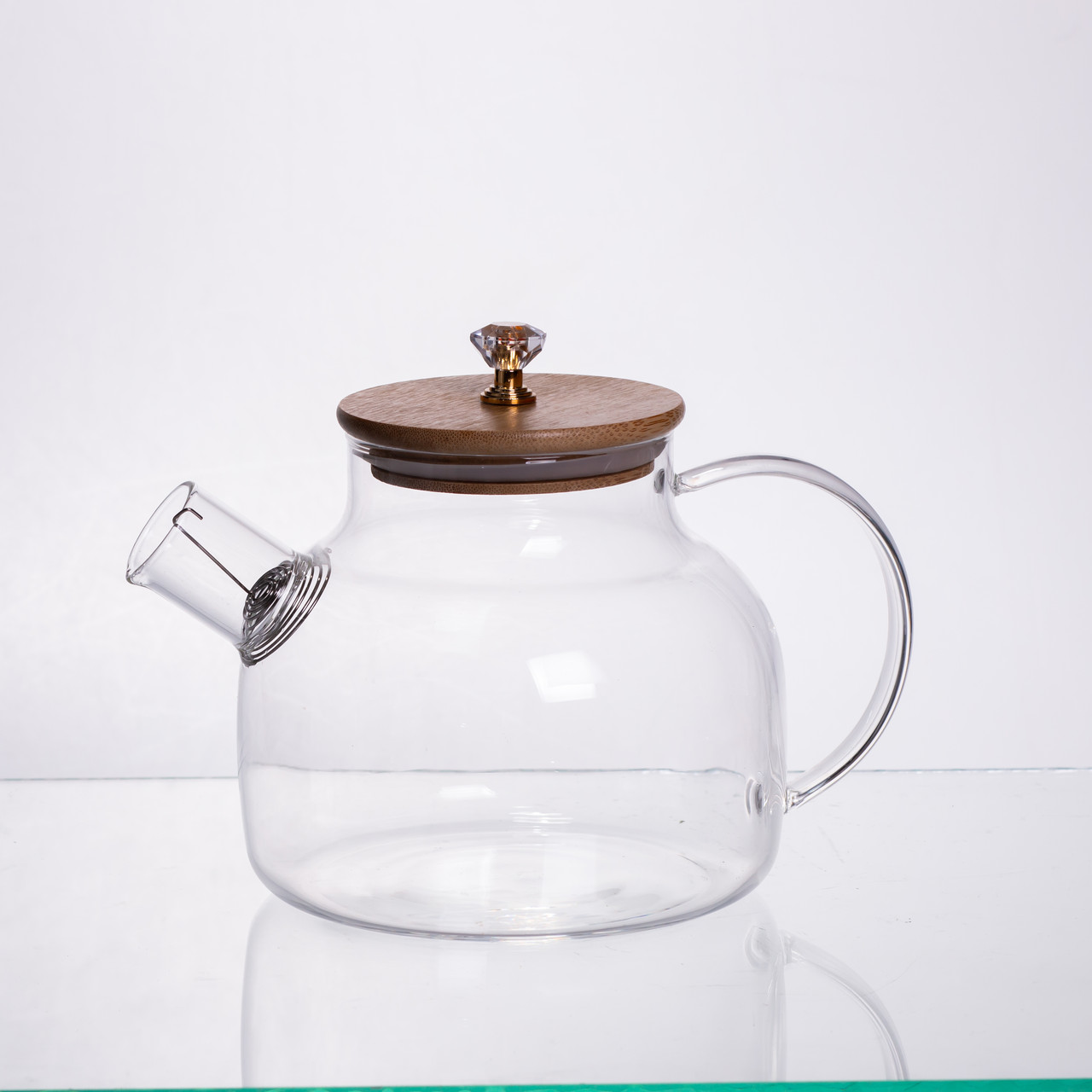 Чайний сервіз із товстого скла 8 предметів з бамбуковою підставкою для чашок 64486-23