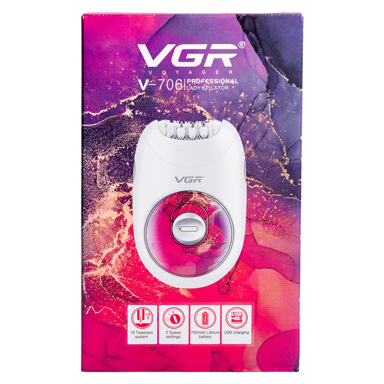 Епілятор жіночий електричний VGR 2 швидкості HPV706P