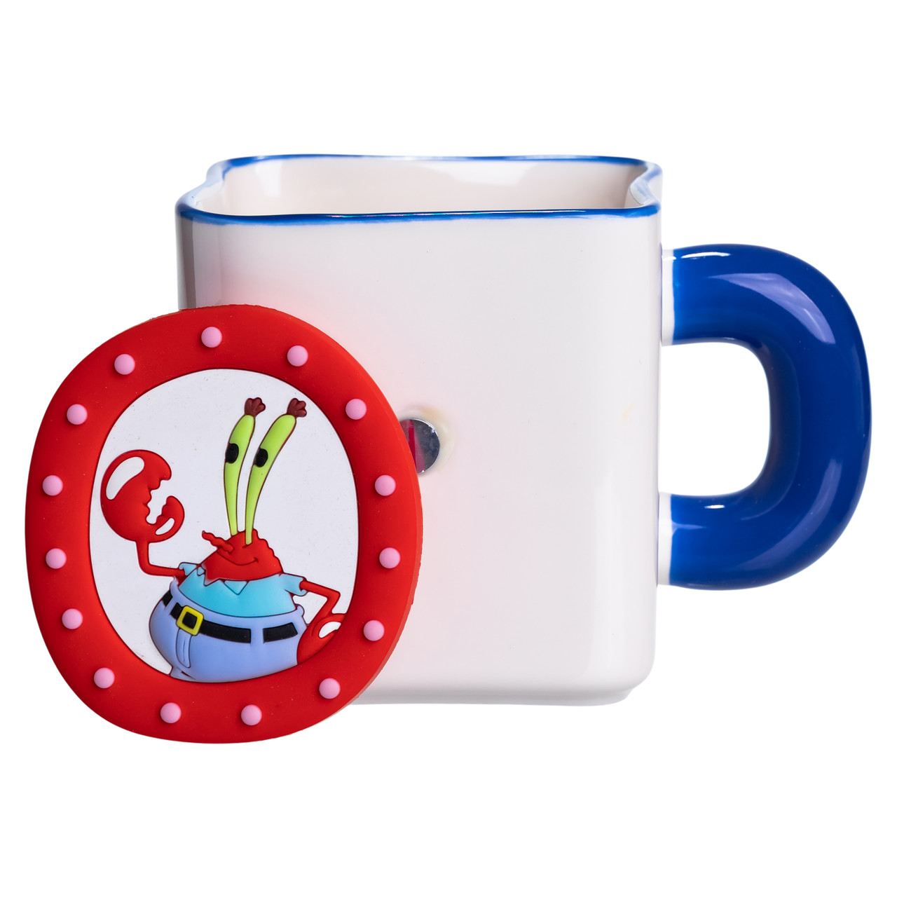 Порцелянова чашка "Містер Крабс" з магнітним декором 500 мл, Кружка дитяча чашка із порцеляни на подарунок FM-12BL