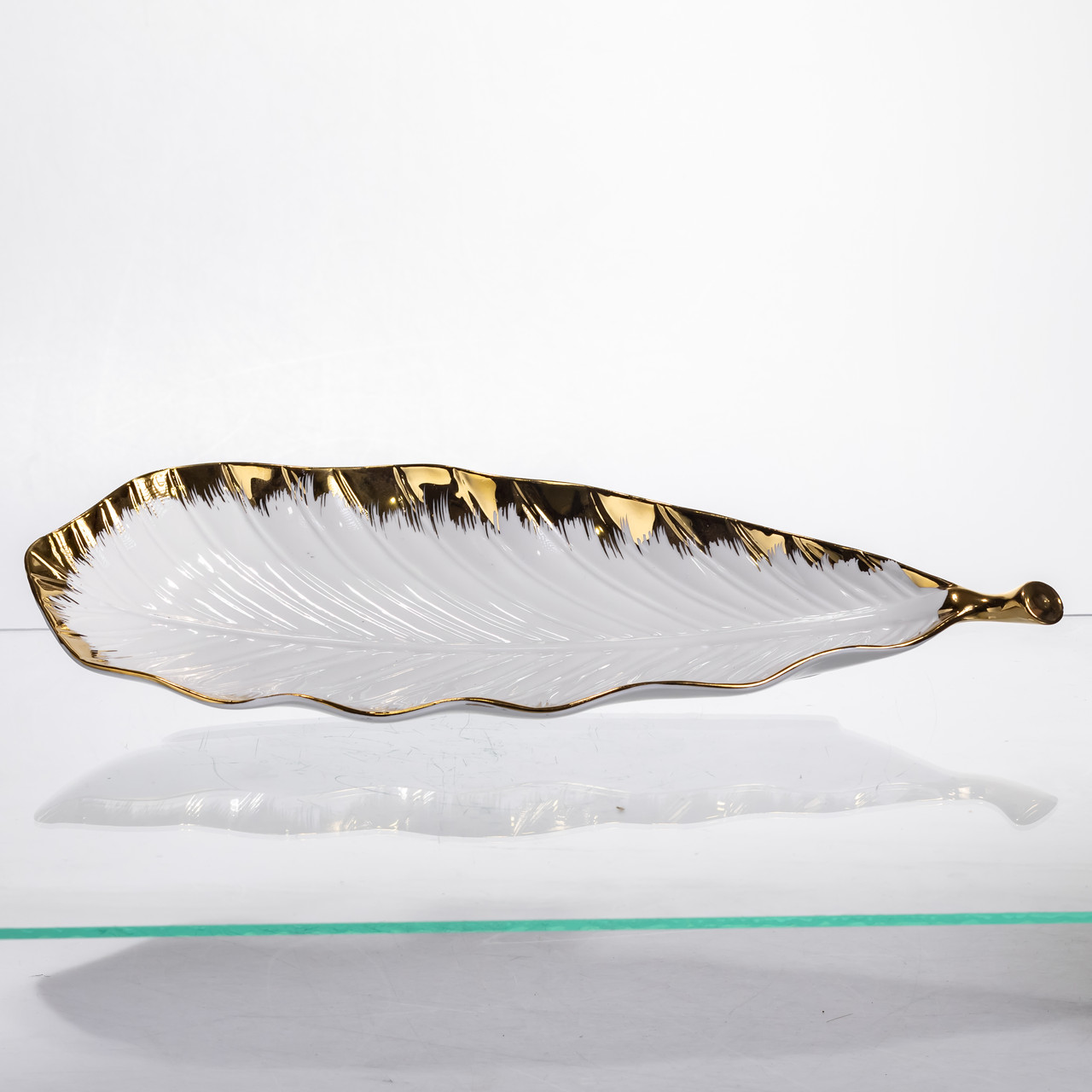 Порцелянове блюдо для сервірування столу 37×13×2.5 (см) блюдо для подавання закусок Білий із золотом CJY-145