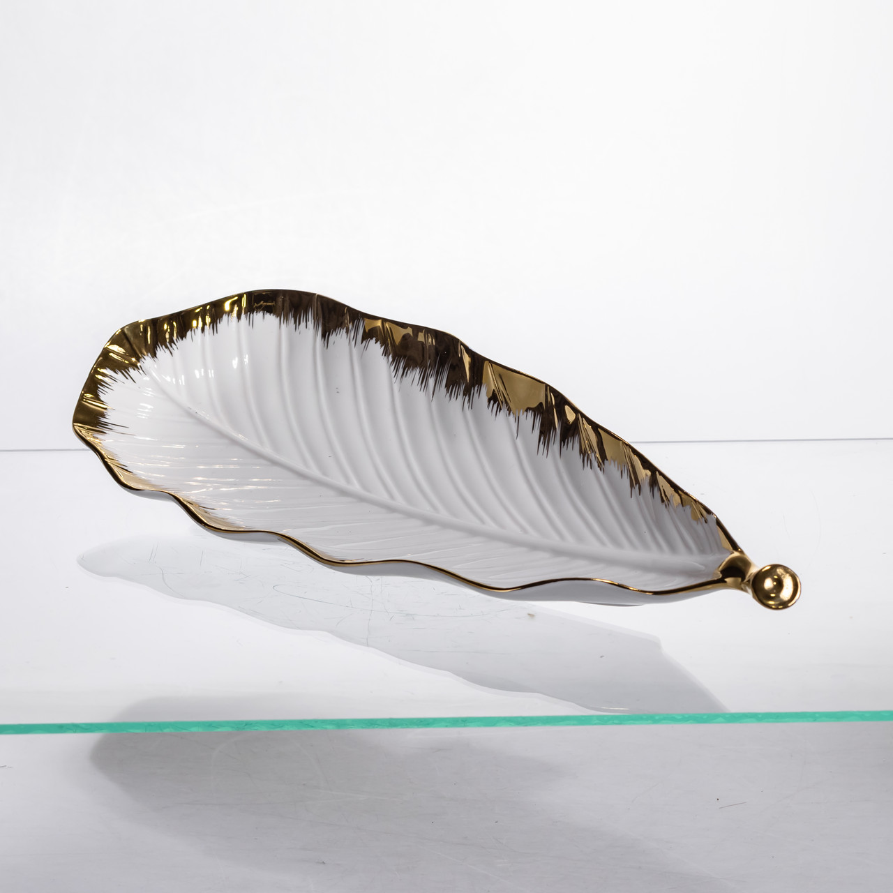 Порцелянове блюдо для сервірування столу 37×13×2.5 (см) блюдо для подавання закусок Білий із золотом CJY-145