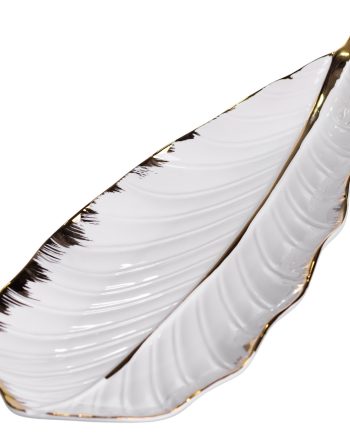 Порцелянове блюдо для сервірування столу 45×16.5×3 (см) блюдо для подавання закусок Білий із золотом CJY-175