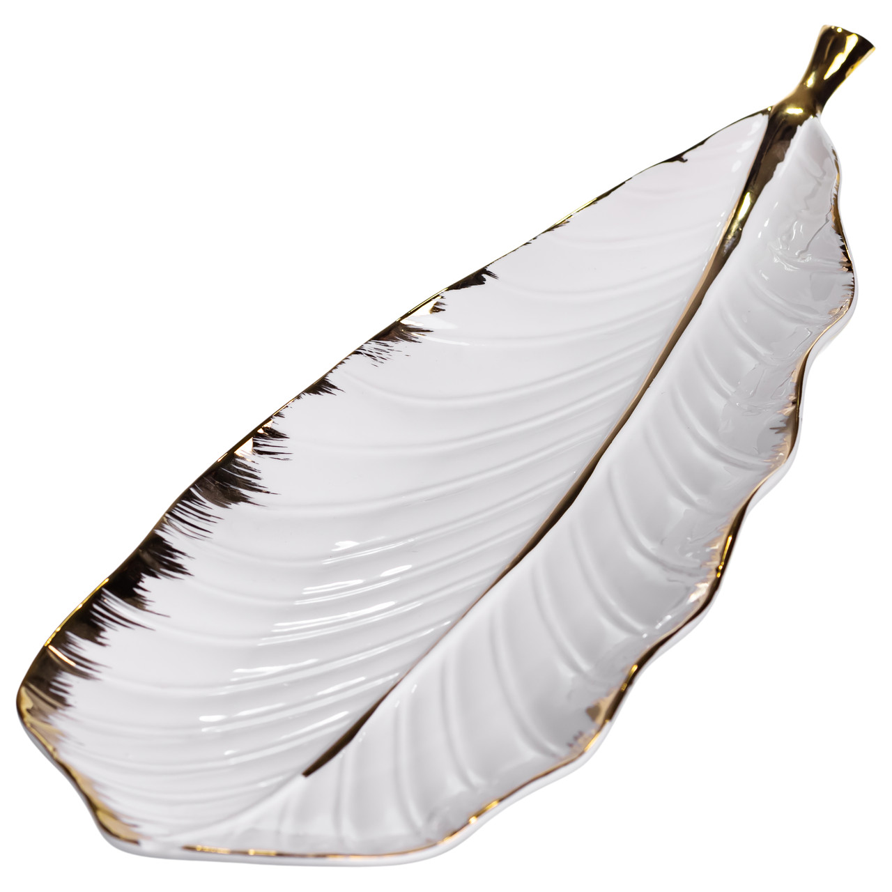 Порцелянове блюдо для сервірування столу 45×16.5×3 (см) блюдо для подавання закусок Білий із золотом CJY-175