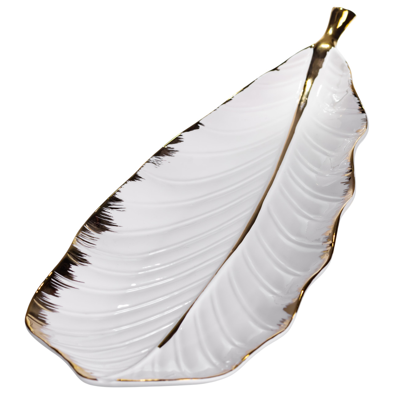 Порцелянове блюдо для сервірування столу 45×16.5×3 (см) блюдо для подавання закусок Білий із золотом CJY-175