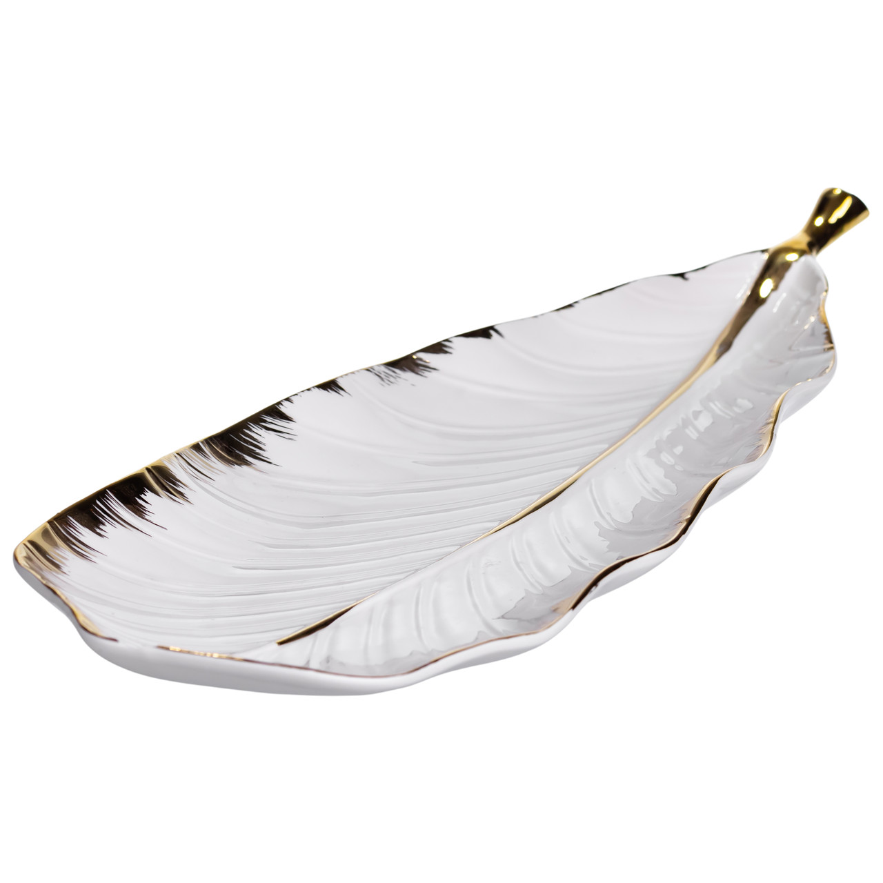 Порцелянове блюдо для сервірування столу 45×16.5×3 (см) блюдо для подавання закусок Білий із золотом CJY-175