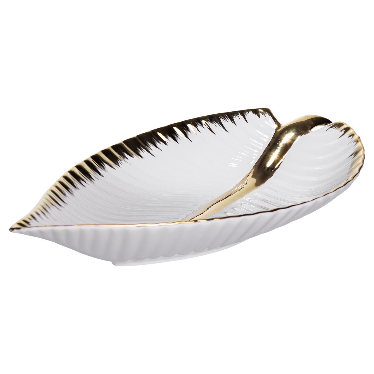 Порцелянове блюдо для сервірування стола у формі листя 35×18.5×5 (см) блюдо для подавачі закусок Золото WH045