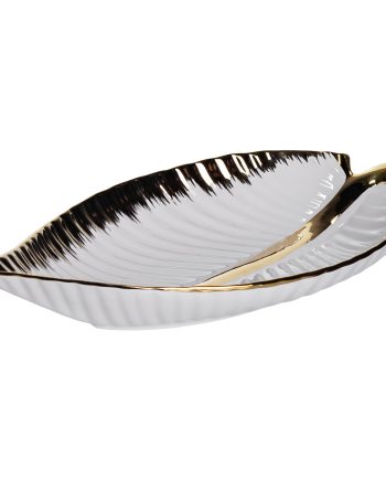 Порцелянове блюдо для сервірування столу у формі листа 45×24×5,5 (см) Золото WH047
