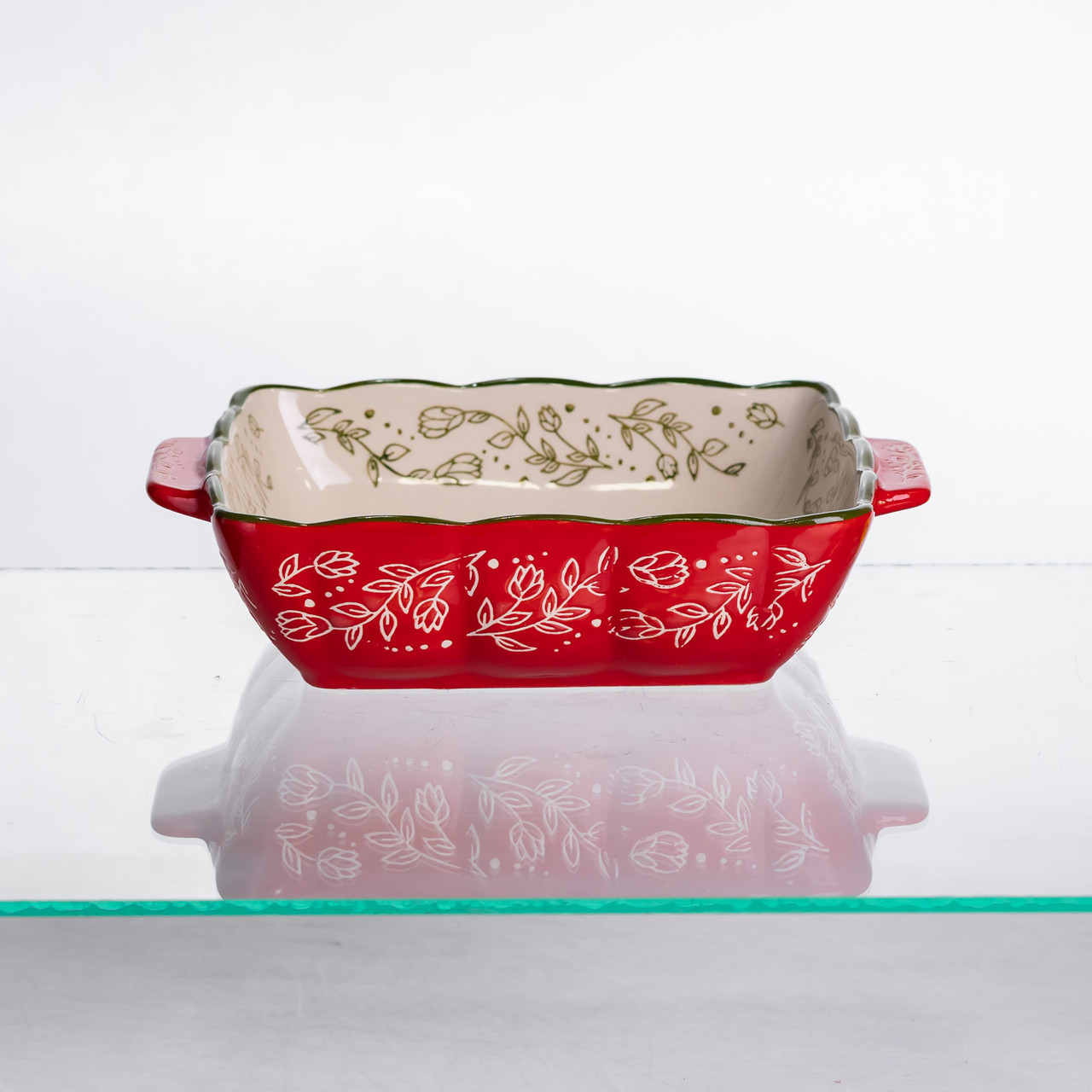 Форма для запікання Vintage 20×16.5×4 (см) квадратна з ручками Червона HM04-13