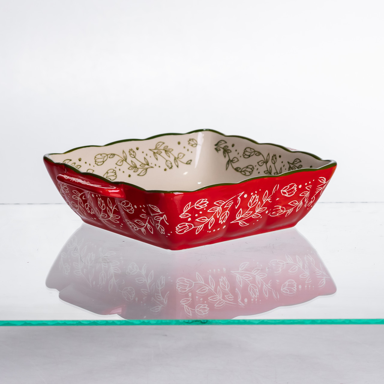 Форма для запікання Vintage 20×16.5×4 (см) квадратна з ручками Червона HM04-13