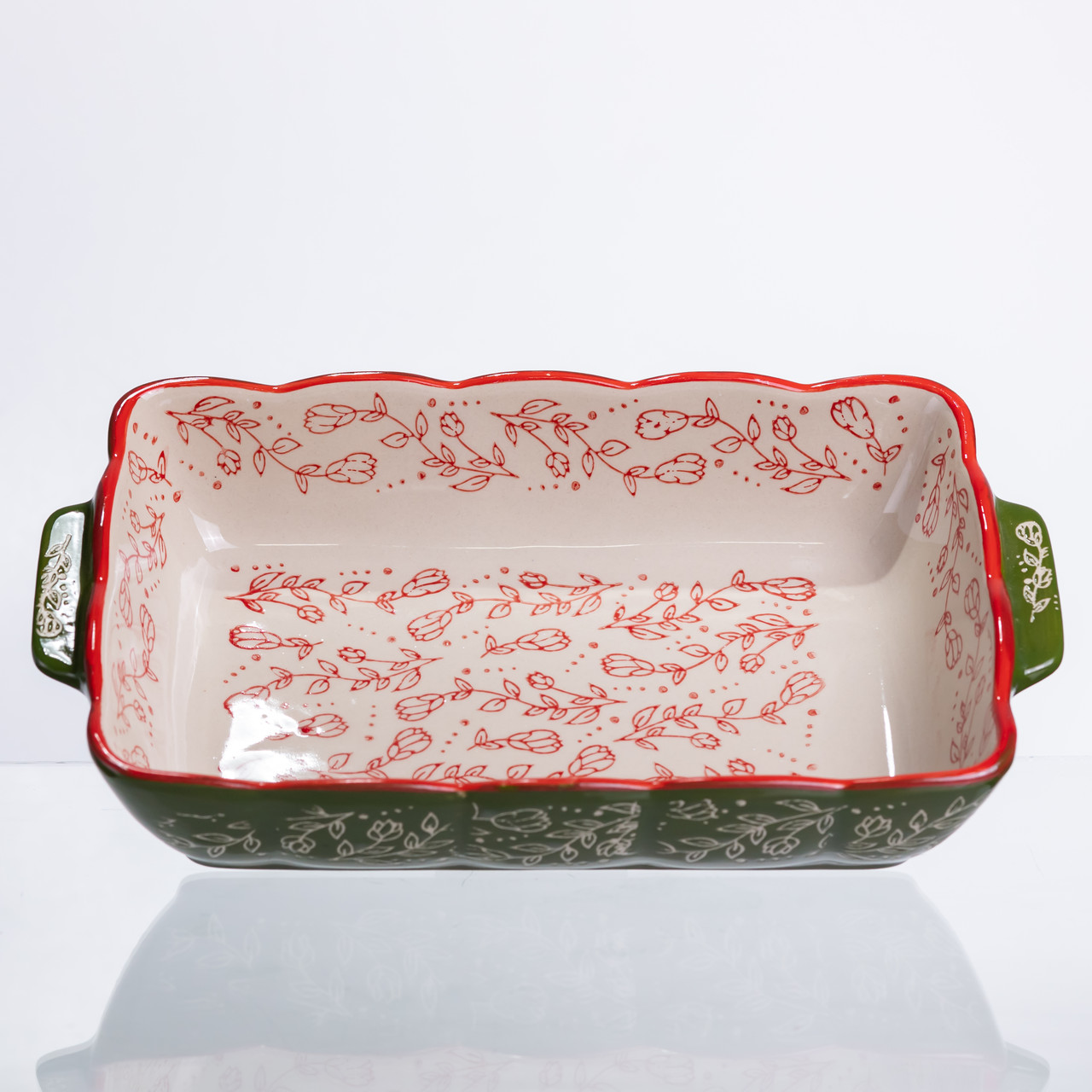 Форма для випікання Vintage 28×17×5 (см) прямокутна форма для випікання в духовці з ручками Зеленая HM05-10