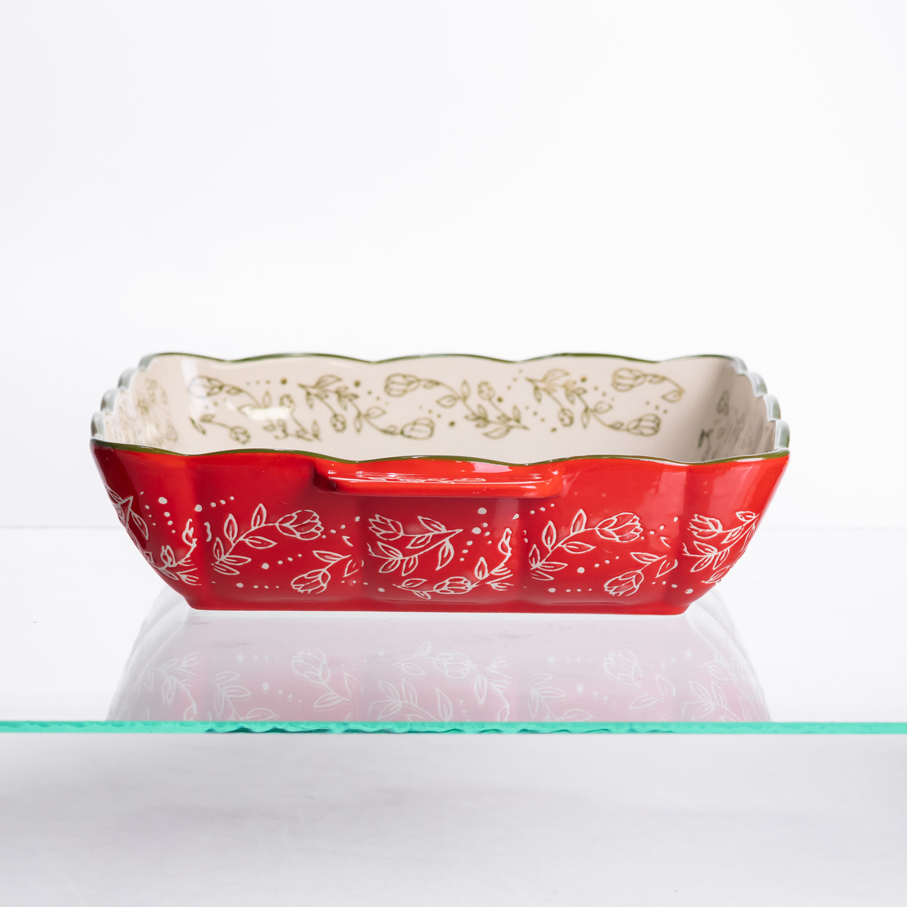 Форма для запікання Vintage 28×24×6 (см) квадратна форма для випікання в духовці з ручками Червона HM04-15