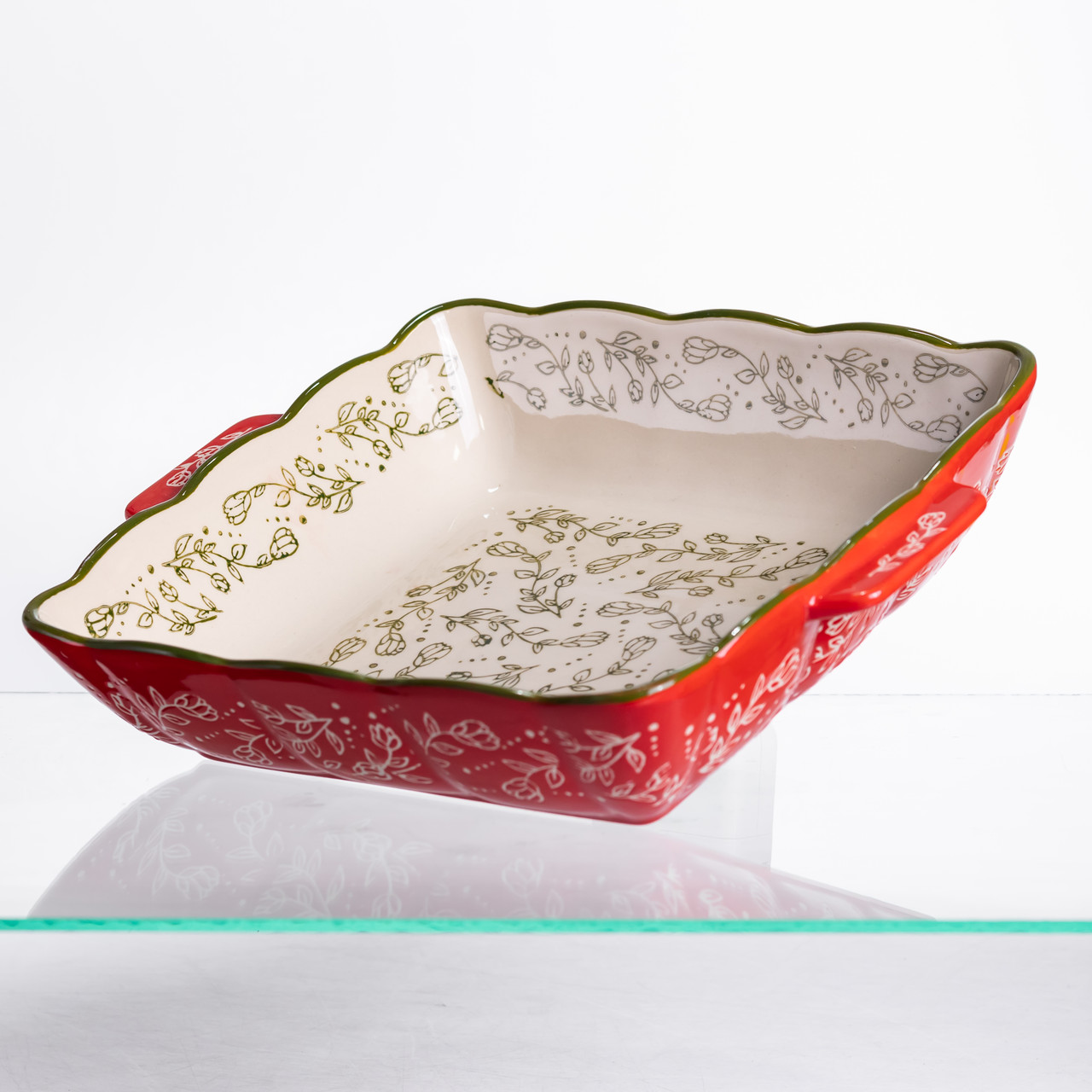 Форма для запікання Vintage 28×24×6 (см) квадратна форма для випікання в духовці з ручками Червона HM04-15