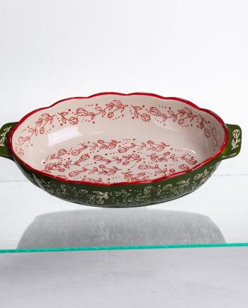 Форма для запікання Vintage 30×18×5 (см) овальна форма для випікання в духовці з ручками Зелена HM05-02