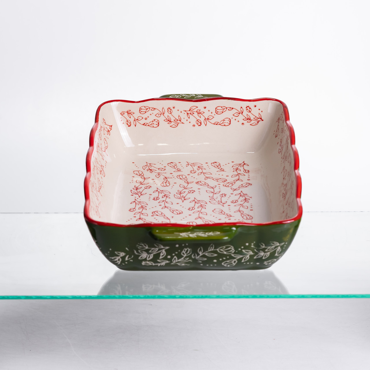 Форма для запікання Vintage 33×21×5.5 (см) прямокутна з ручками Зелена HM05-11