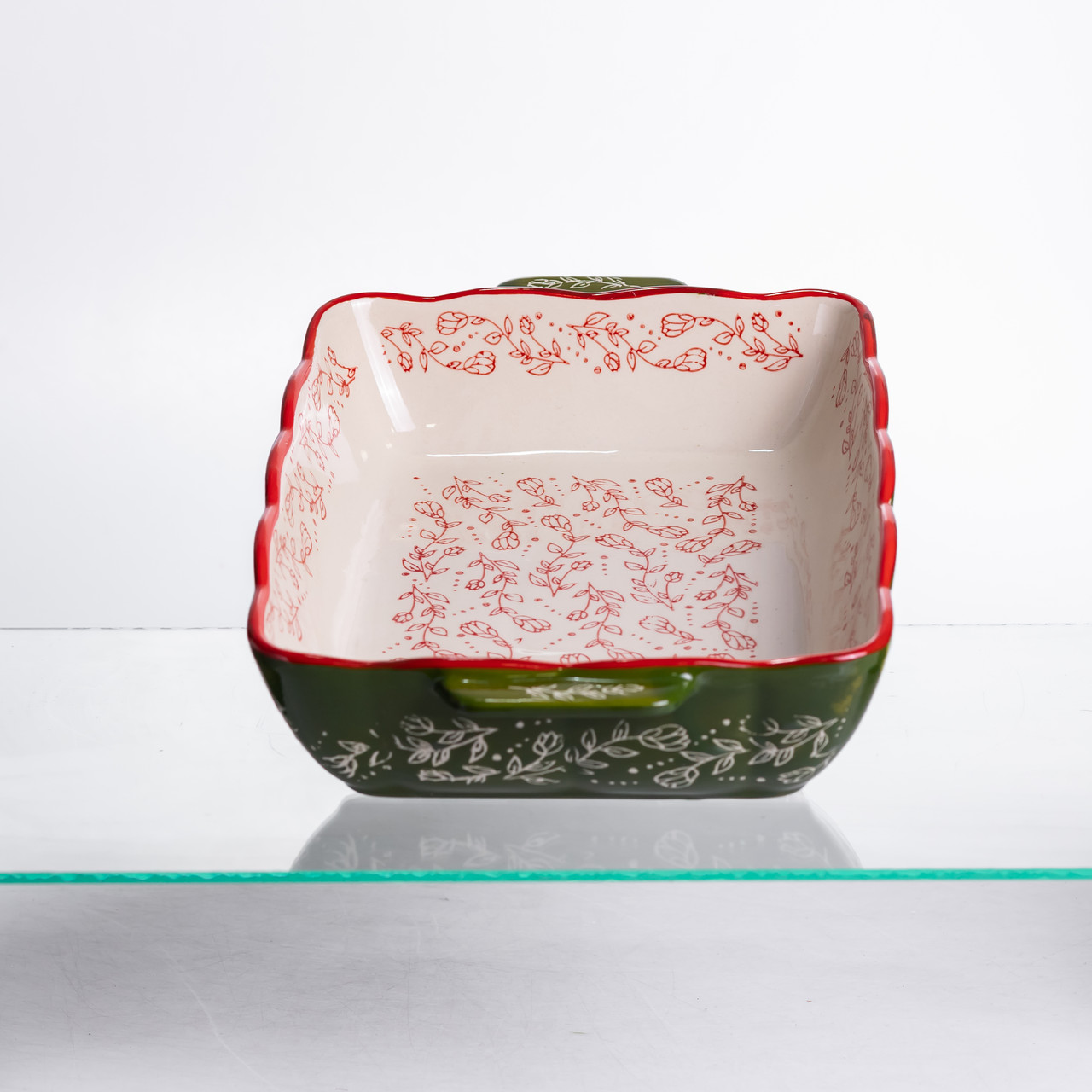 Форма для запікання Vintage 33×21×5.5 (см) прямокутна з ручками Зелена HM05-11