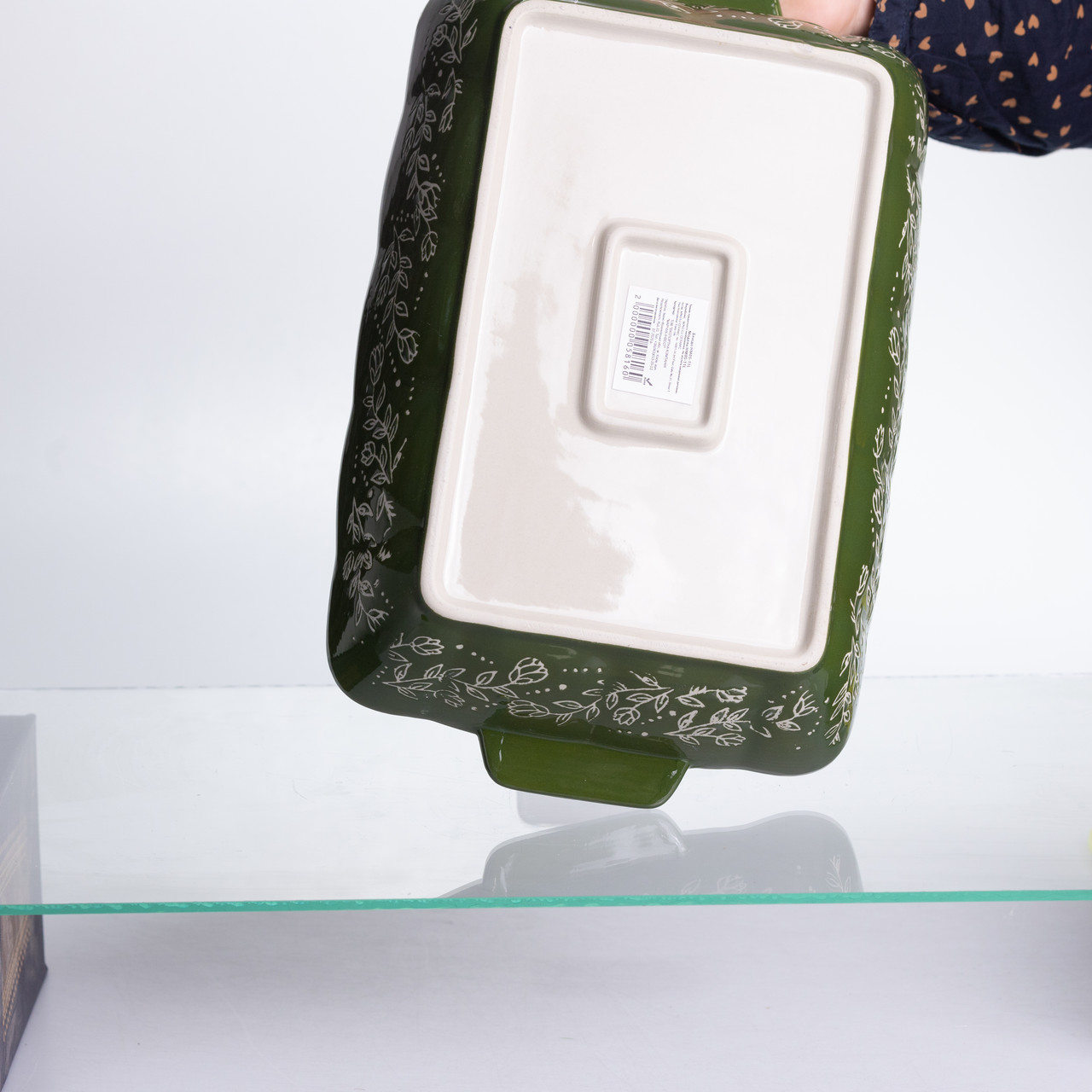 Форма для запікання Vintage 33×21×5.5 (см) прямокутна з ручками Зелена HM05-11