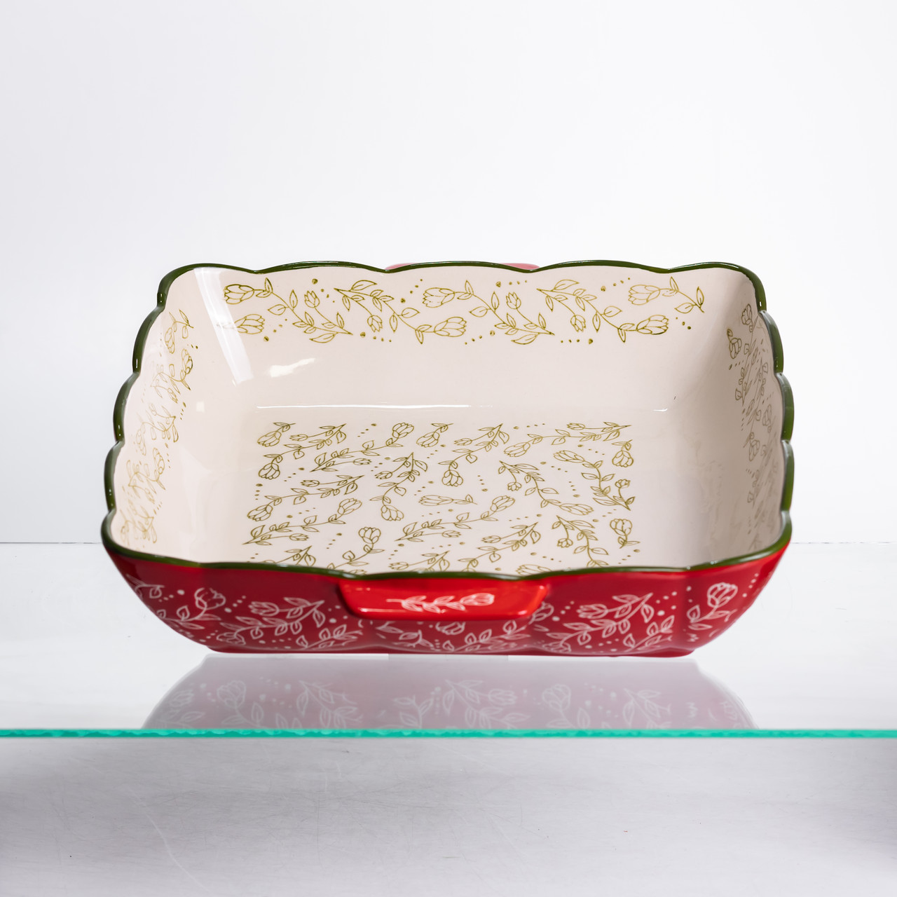 Форма для запікання Vintage 34×30×7 (см) квадратна форма для випікання в духовці з ручками Червона HM04-16