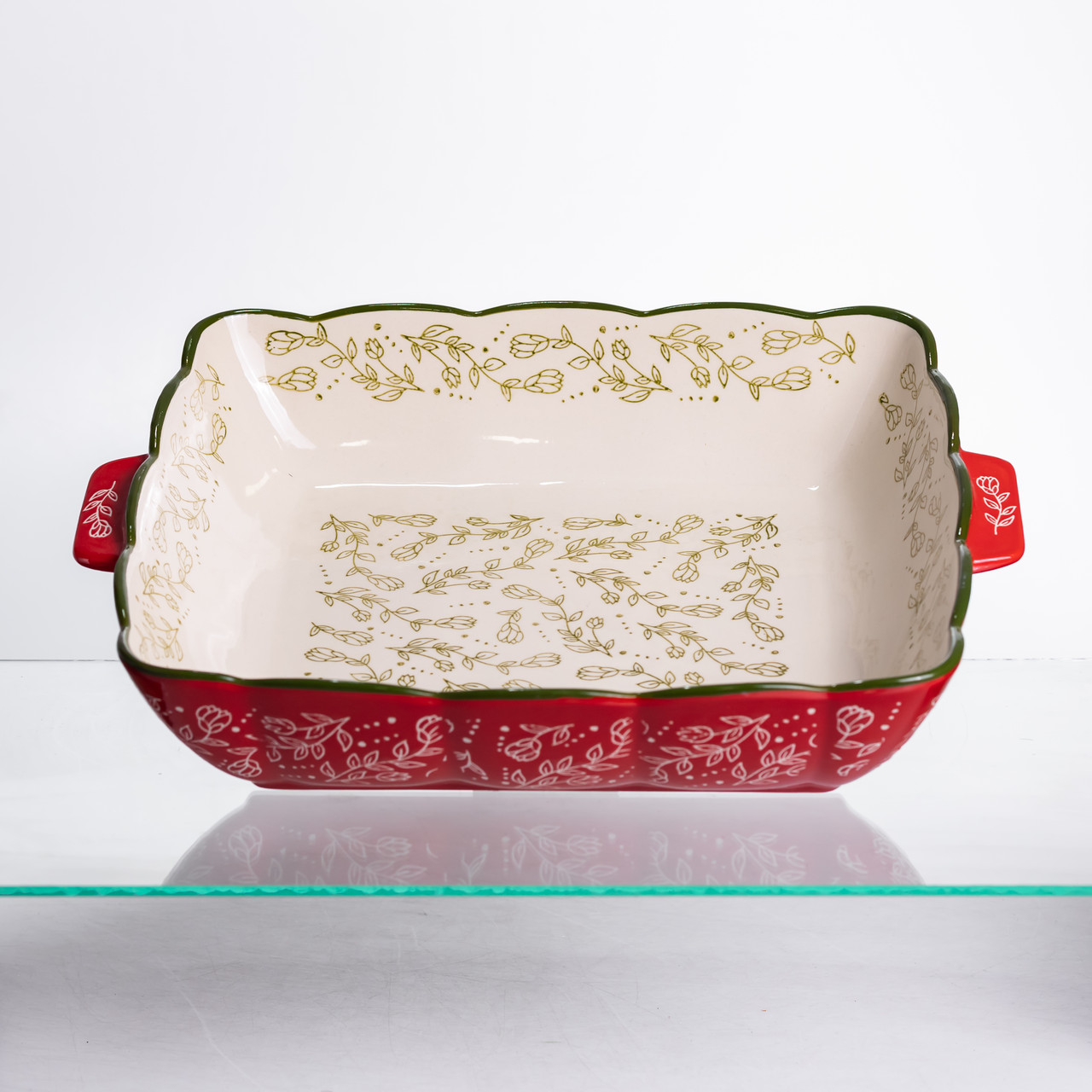 Форма для запікання Vintage 34×30×7 (см) квадратна форма для випікання в духовці з ручками Червона HM04-16