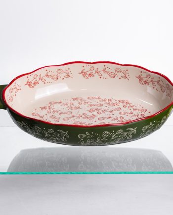 Форма для запікання Vintage 35×22×5 (см) овальна з ручками Зелена HM05-03
