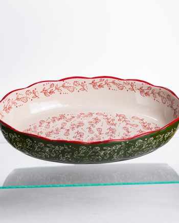 Форма для запікання Vintage 40×25×6.5 (см) овальна з ручками Зелена HM05-04