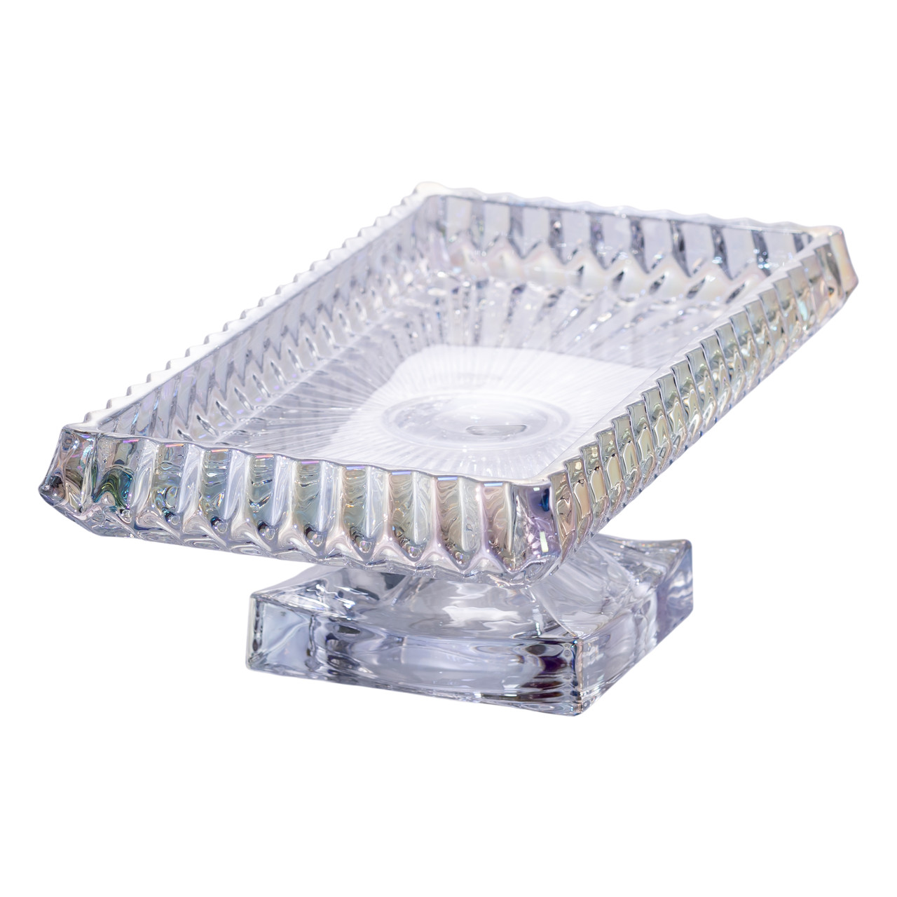 Фруктовниця скляна на ніжці 29х16.5х11 см прямокутна ваза для фруктів цукерниця Прозорий HP-19-151L