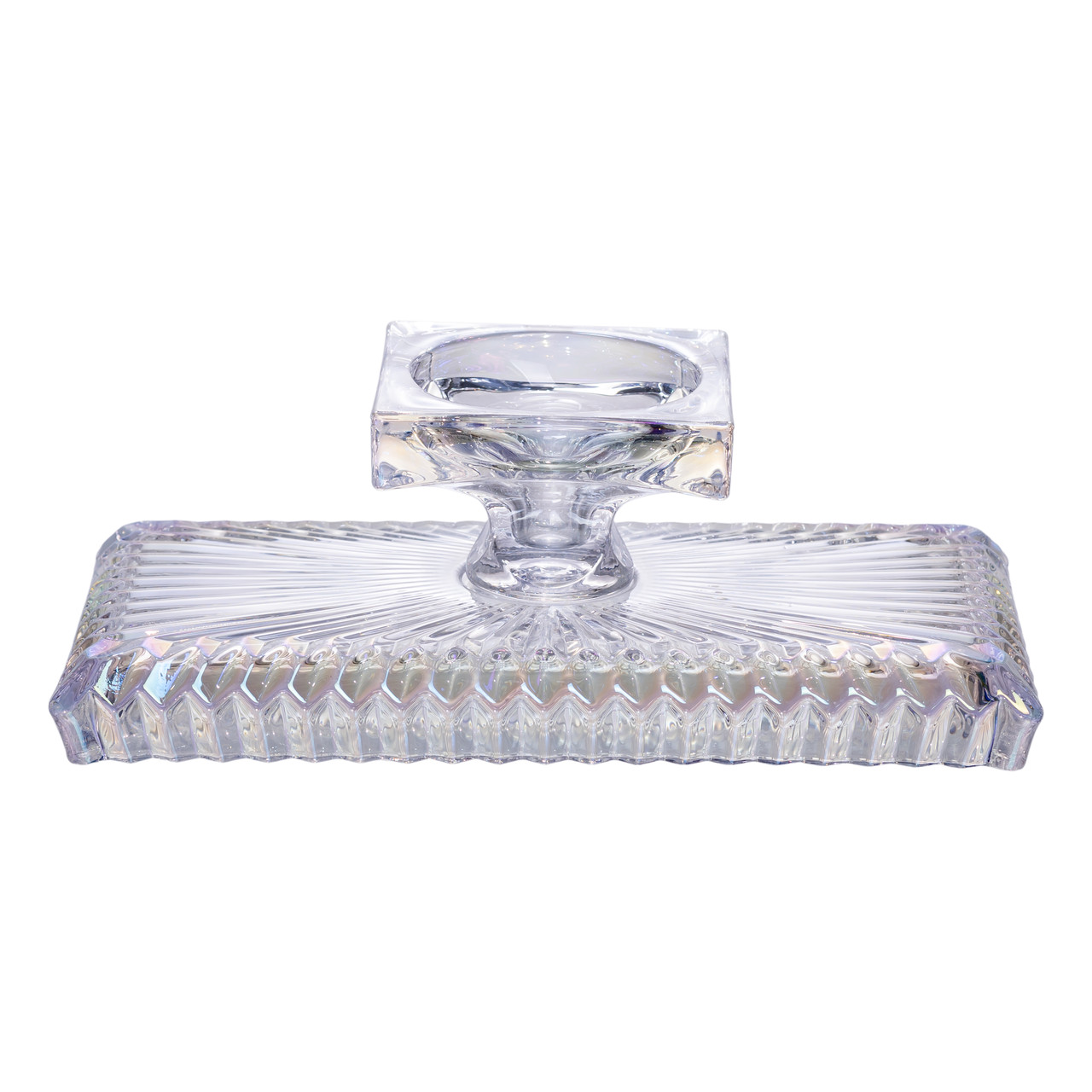 Фруктовниця скляна на ніжці 29х16.5х11 см прямокутна ваза для фруктів цукерниця Прозорий HP-19-151L