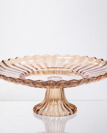 Фруктовниця скляна на ніжці Ø29 (см) кругла ваза цукерниця для фруктів Коричневий 64486-19