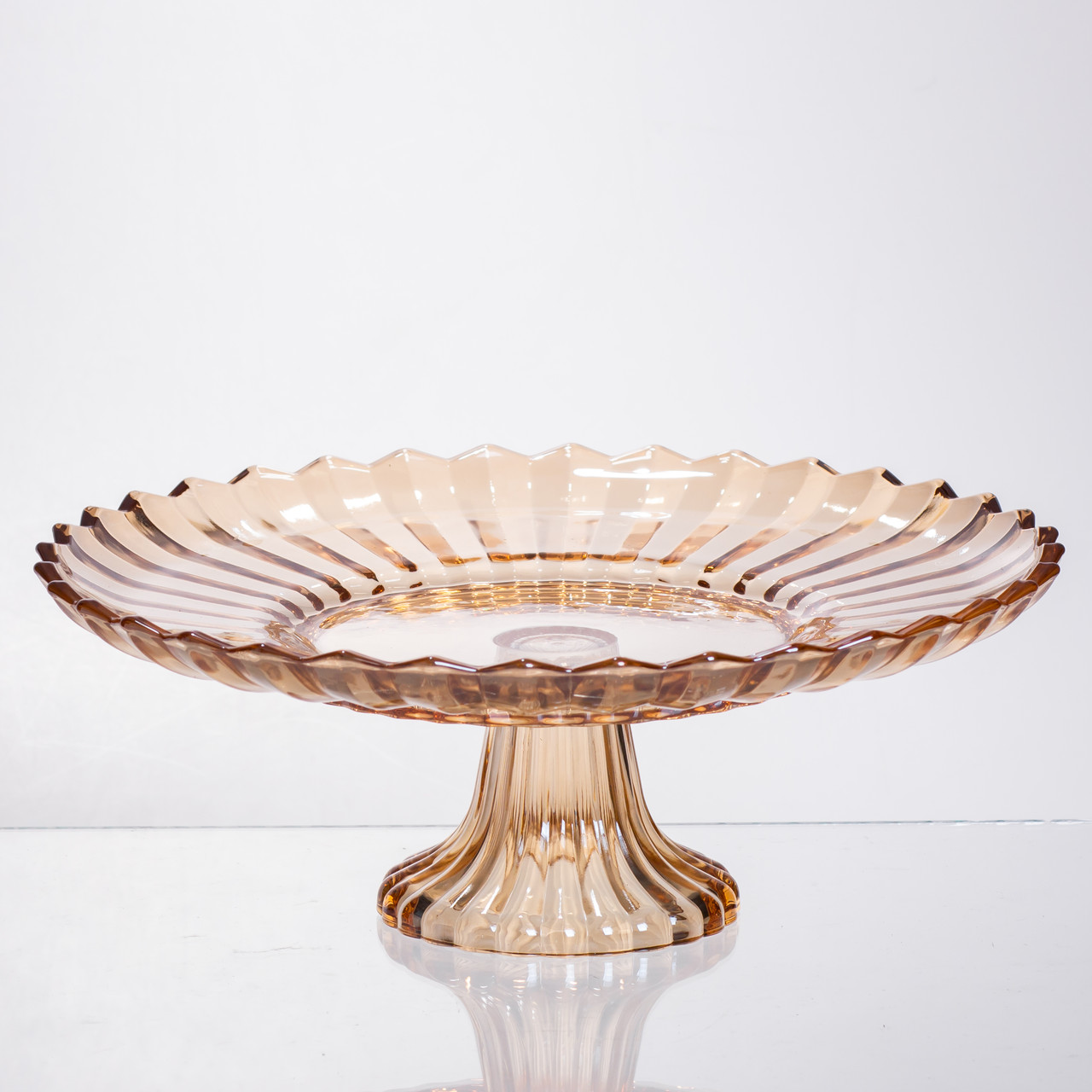 Фруктовниця скляна на ніжці Ø29 (см) кругла ваза цукерниця для фруктів Коричневий 64486-19