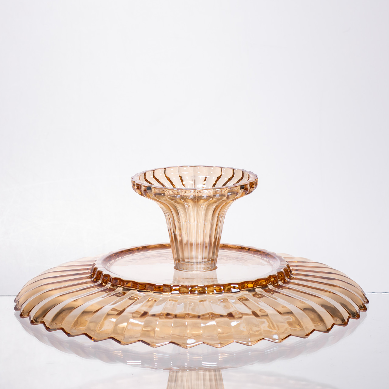 Фруктовниця скляна на ніжці Ø29 (см) кругла ваза цукерниця для фруктів Коричневий 64486-19