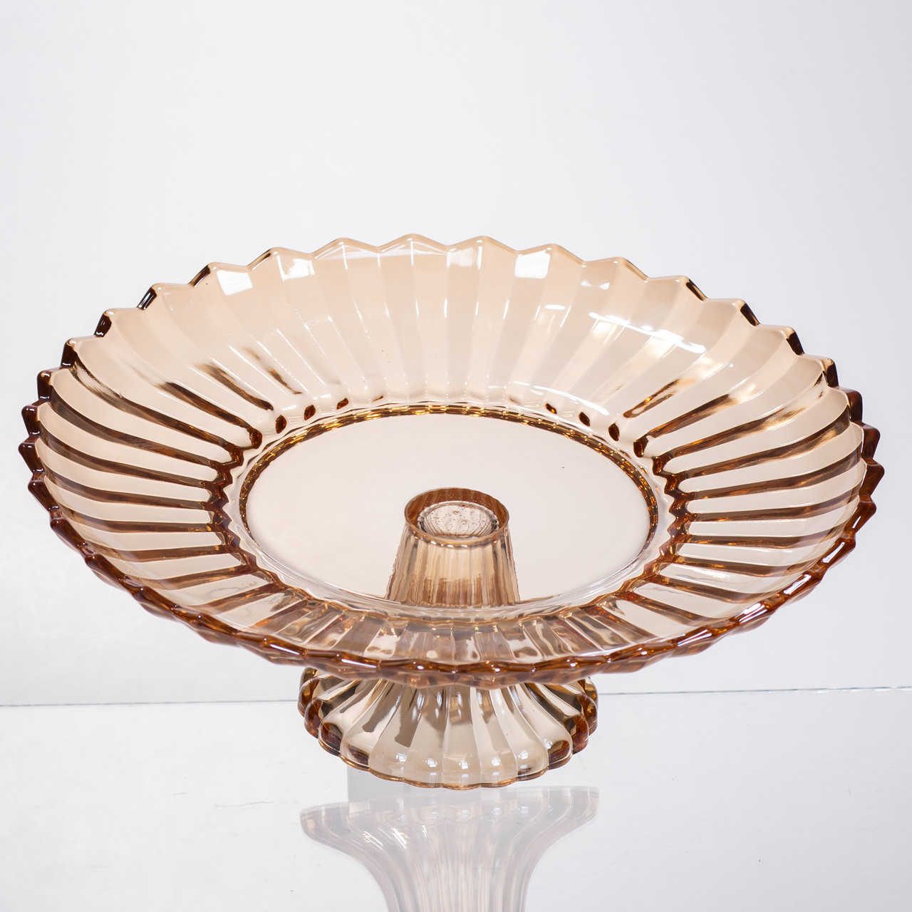 Фруктовниця скляна на ніжці Ø29 (см) кругла ваза цукерниця для фруктів Коричневий 64486-19