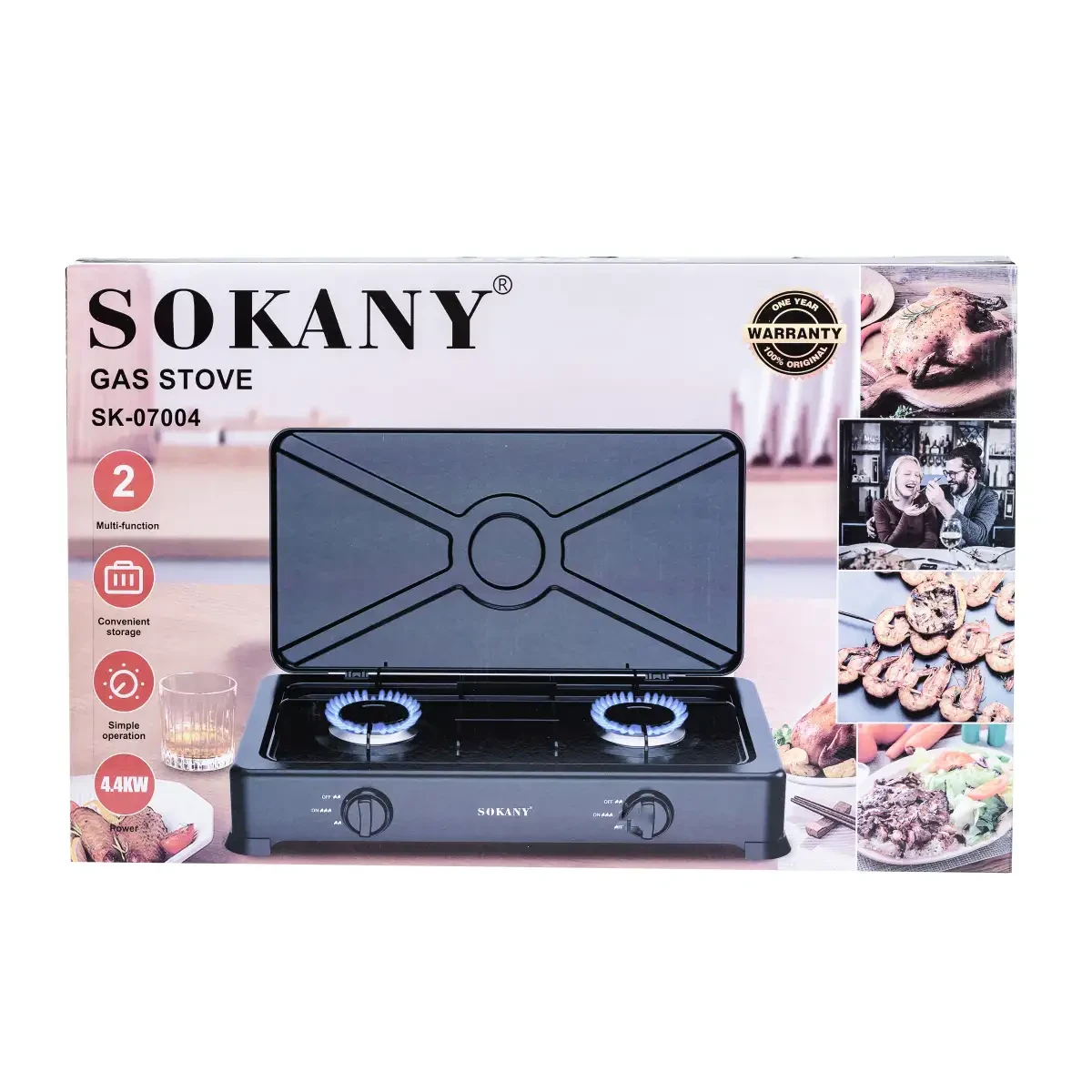 Газова плита настільна на 2 конфорки міні газова плита для дачі під балон Sokany SK-07004