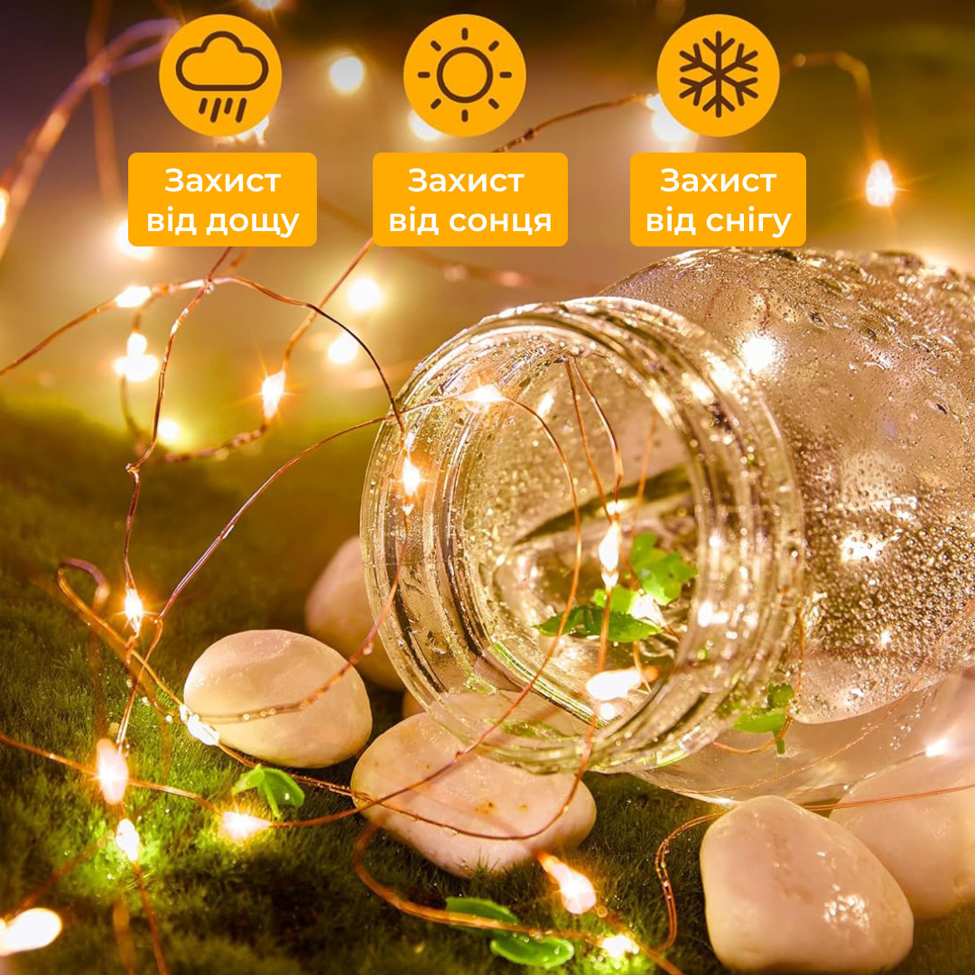 Гірлянда світлодіодна кінський хвіст GarlandoPro 200LED Роса 2м 10 ліній Жовтий 1733012Y