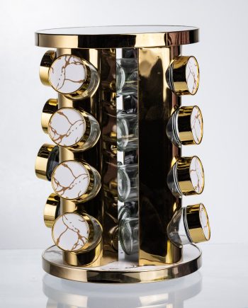 Карусель для спецій 16 баночок по 100 мл, білий мармур HP-1371