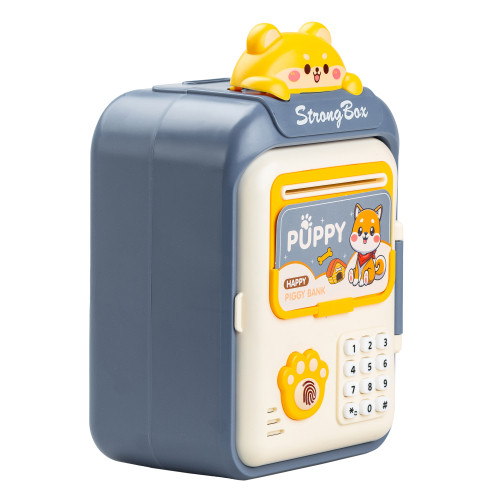 Скарбничка сейф для дітей з відбитком пальця та кодовим замком для грошей електронна від батарейок 14х10.5х24 см Lugi HP12265BL
