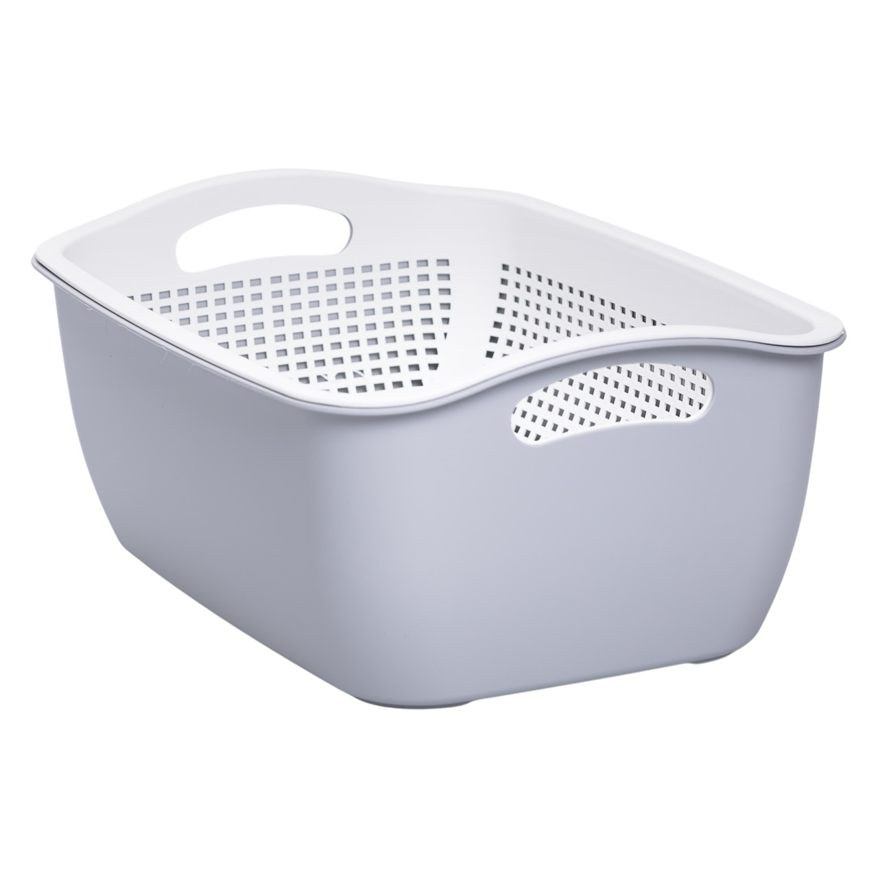 Кошик-друшлак 2 в 1 для миття овочів, фруктів і зелені 32×23×13 (см) Сірий HP-45-5G