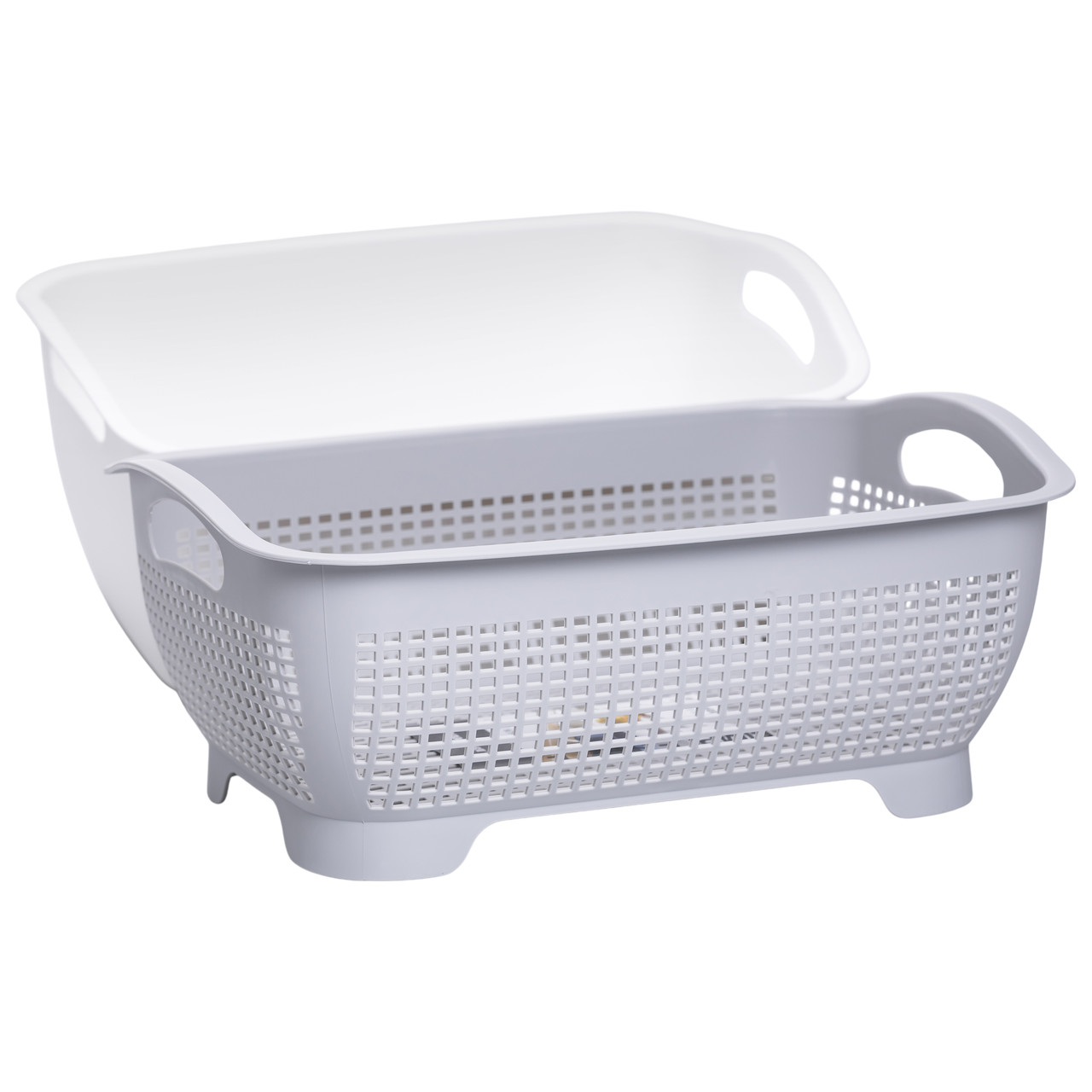 Кошик-друшлак 2 в 1 для миття овочів, фруктів і зелені 29,5×21×11 (см) Сірий HP-45-6G