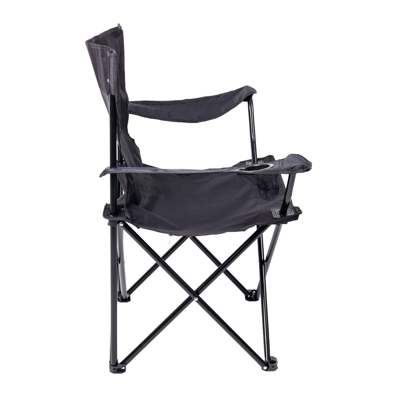 Крісло розкладне туристичне 50х80х80 см з підстаканником Чорне SJ-0014B