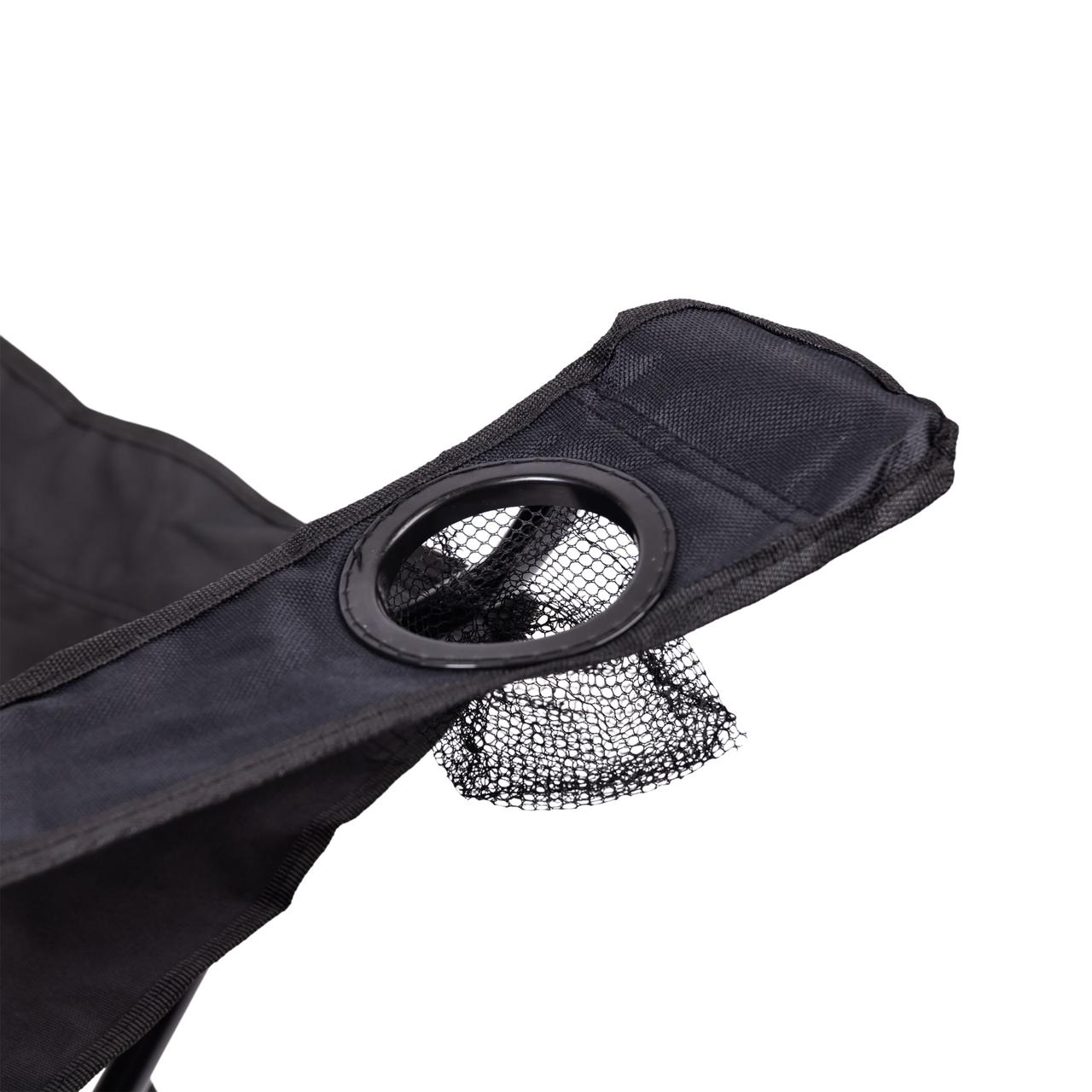 Крісло розкладне туристичне 50х80х80 см з підстаканником Чорне SJ-0014B