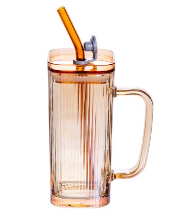 Кружка скляна з кришкою та трубочкою 280 (мл) чашка з трубочкою та кришкою на подарунок HP-19-51