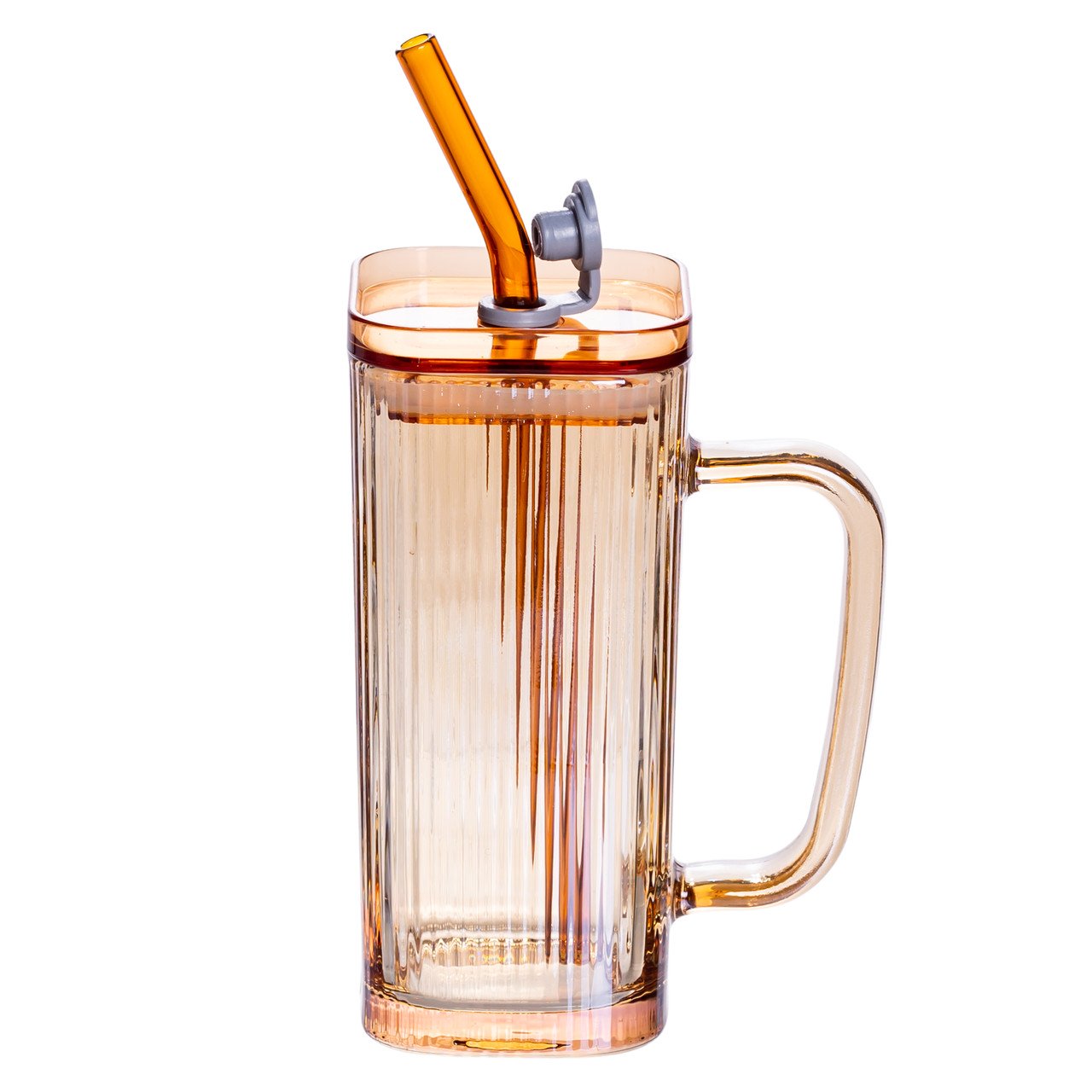 Кружка скляна з кришкою та трубочкою 280 (мл) чашка з трубочкою та кришкою на подарунок HP-19-51