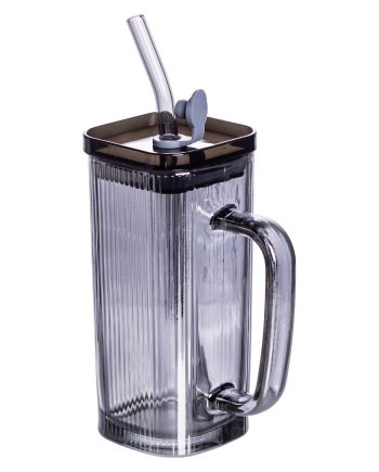 Кружка скляна з кришкою та трубочкою 280 (мл) чашка з трубочкою та кришкою на подарунок HP-19-52