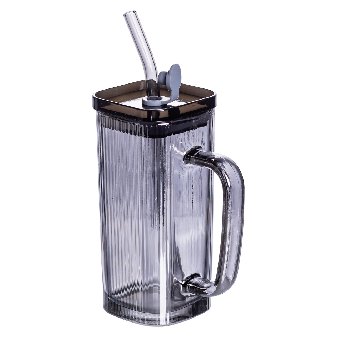 Кружка скляна з кришкою та трубочкою 280 (мл) чашка з трубочкою та кришкою на подарунок HP-19-52