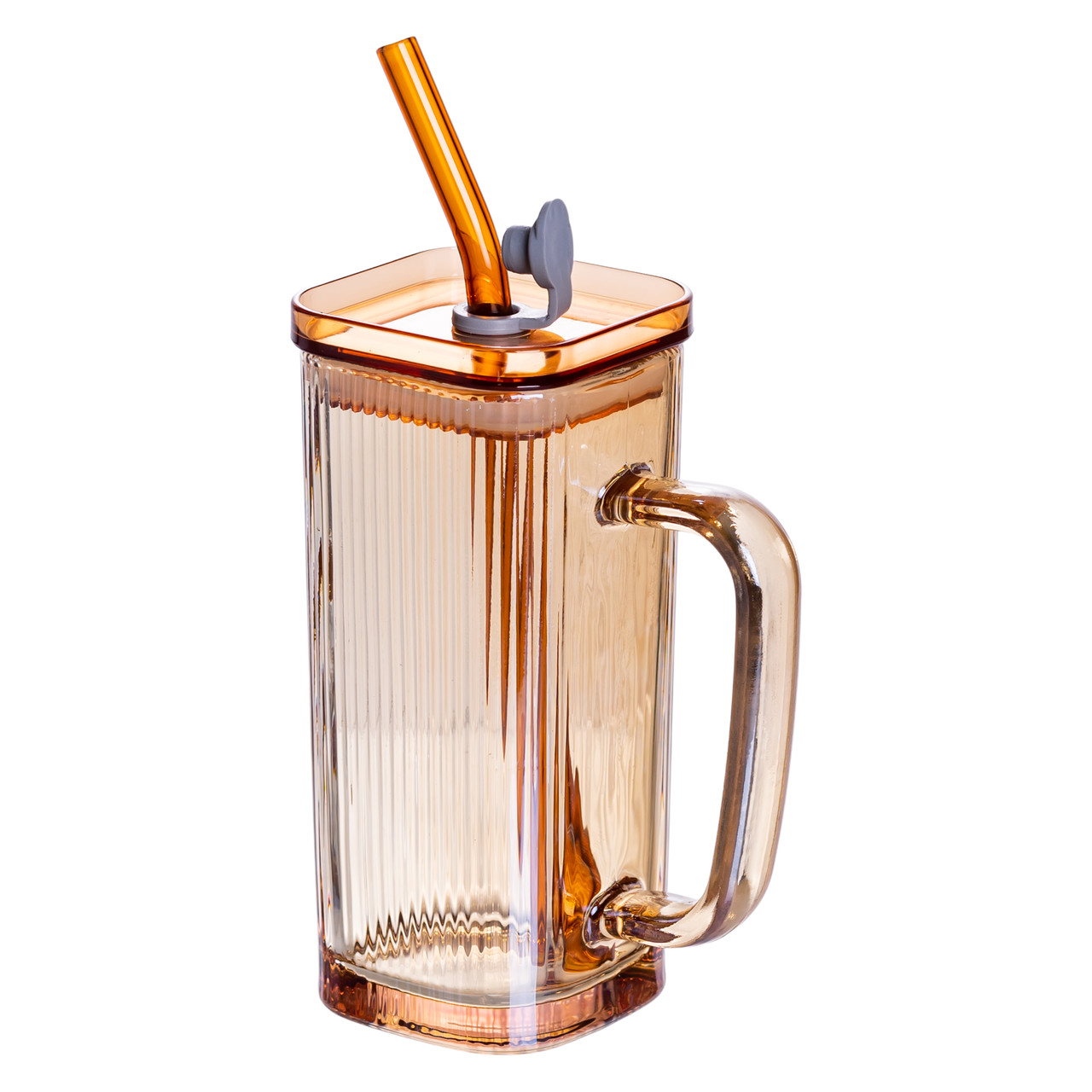 Кружка скляна з кришкою та трубочкою 280 (мл) чашка з трубочкою та кришкою на подарунок HP-19-51