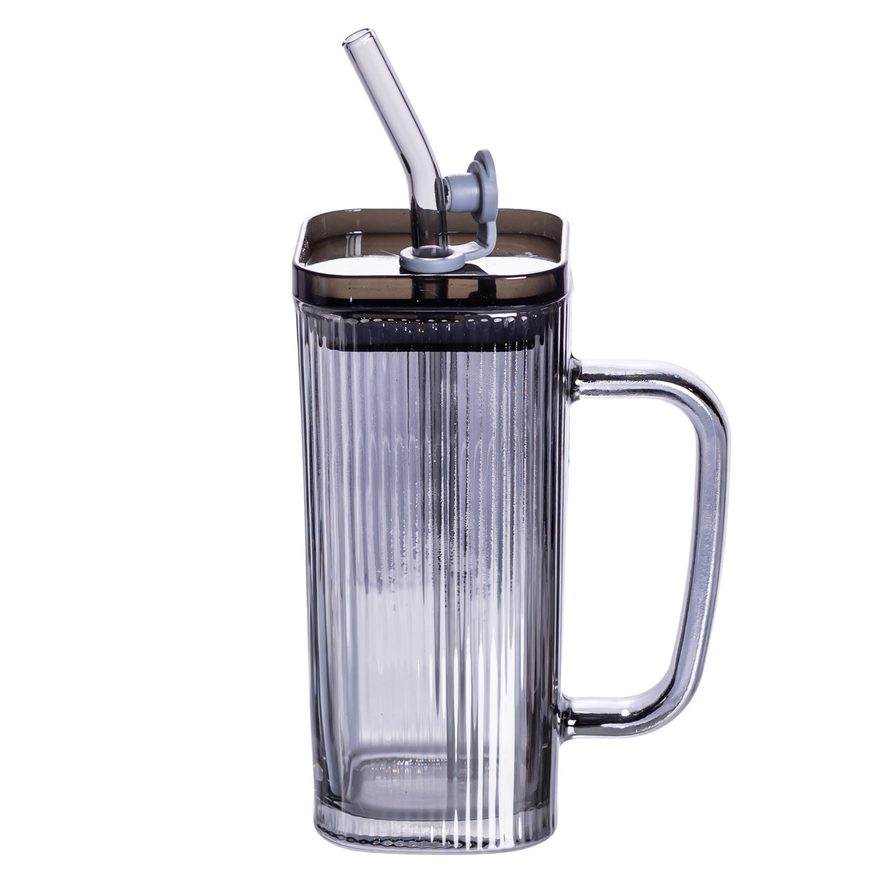 Кружка скляна з кришкою та трубочкою 280 (мл) чашка з трубочкою та кришкою на подарунок HP-19-52