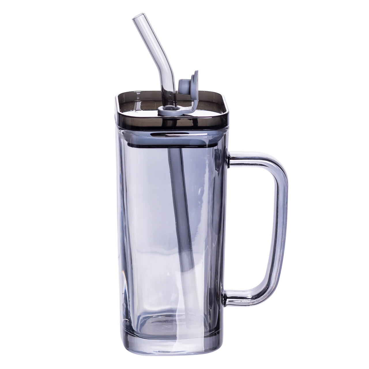 Кружка скляна з кришкою та трубочкою 280 (мл) чашка з трубочкою та кришкою на подарунок HP-19-53
