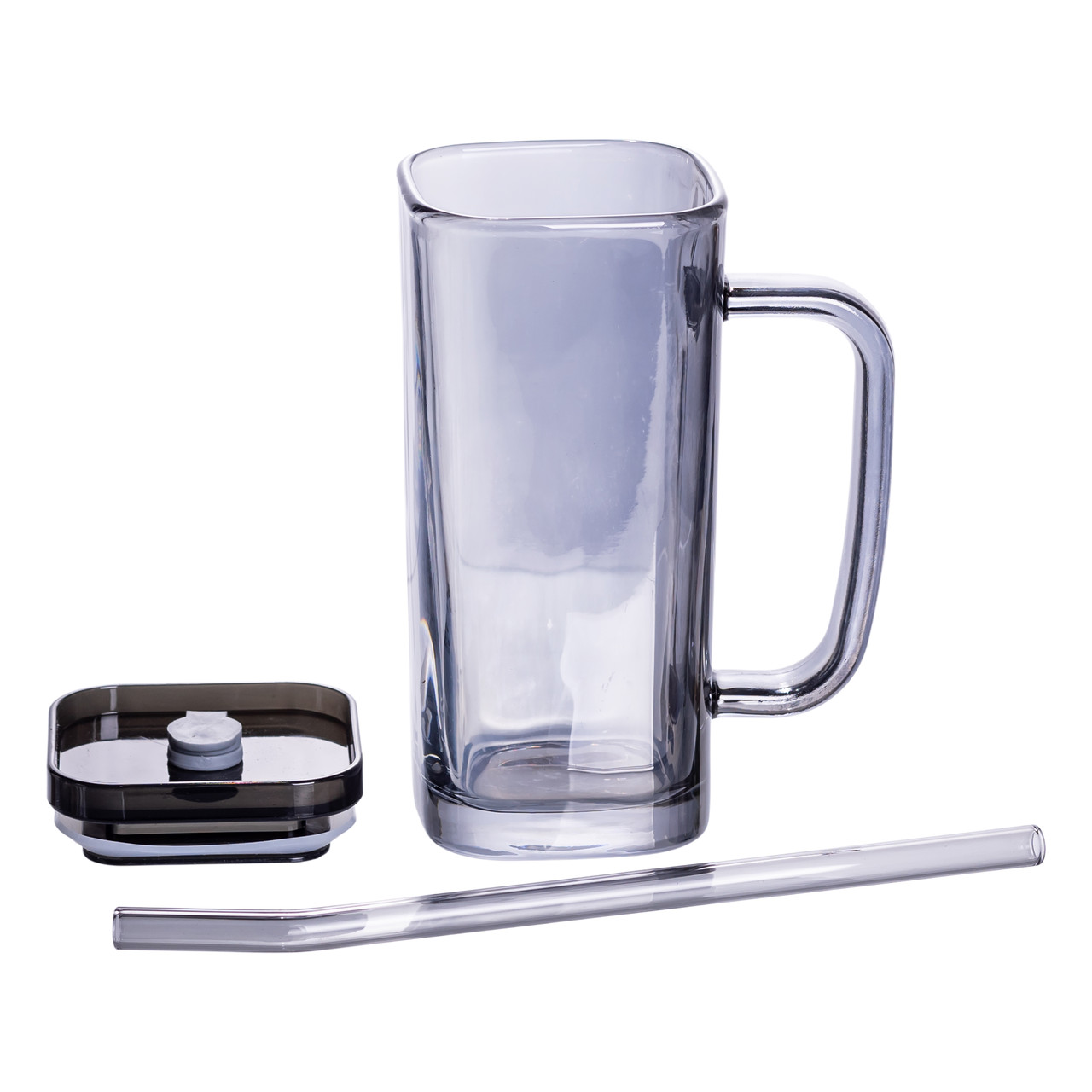 Кружка скляна з кришкою та трубочкою 280 (мл) чашка з трубочкою та кришкою на подарунок HP-19-53