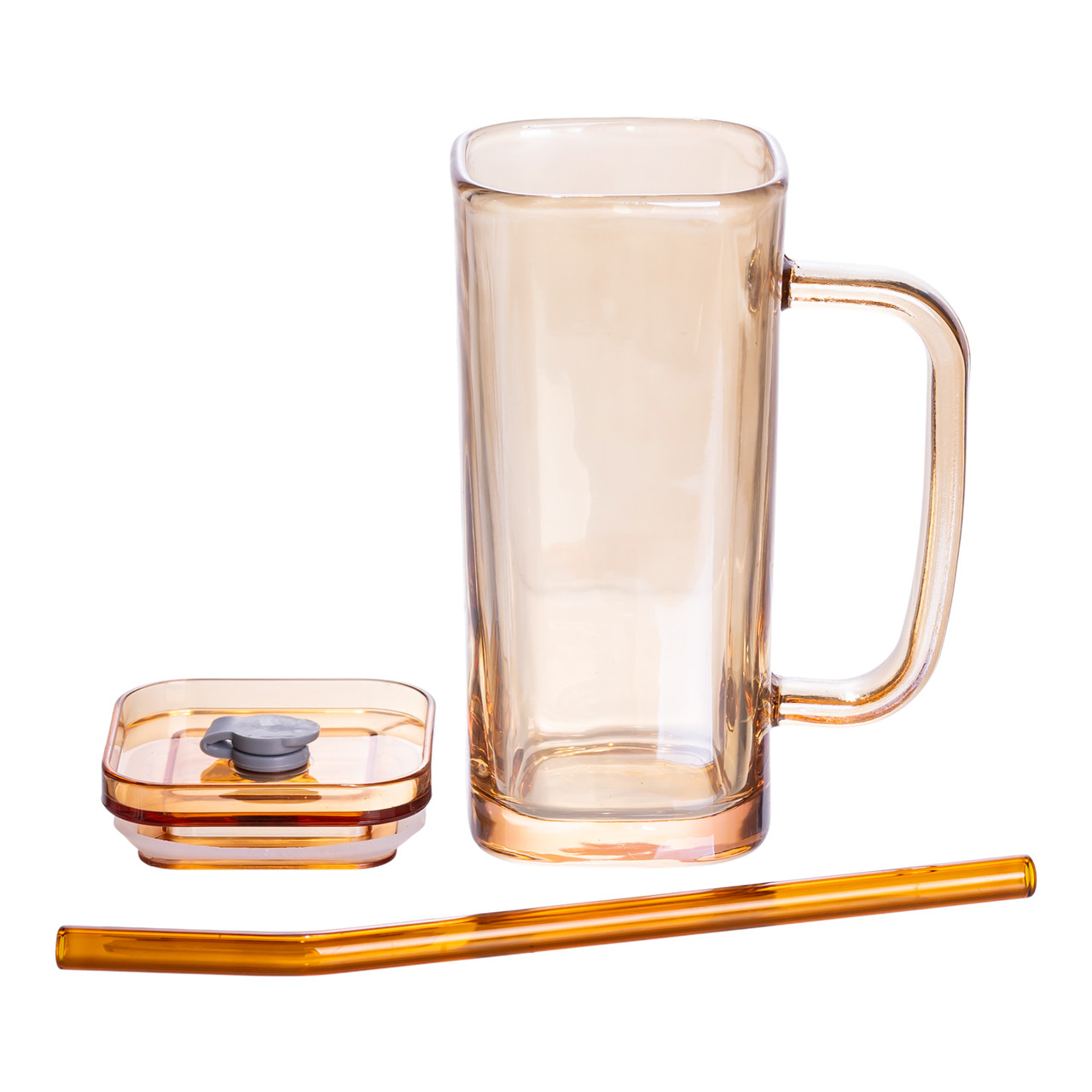 Скляна чашка з кришкою і трубочкою 280 (мл) HP-19-53GLD